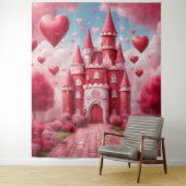 Tenture Fond de scène de château rouge et rose (En situation)