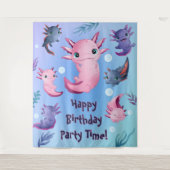 Tenture Fond de scène de fête d'anniversaire de Axolotls B (Devant)