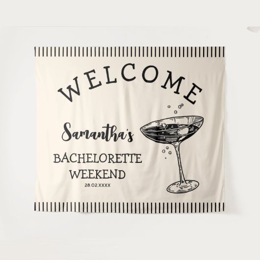 Tenture Fond de scène de fête de bachelorette à rayures ré (Devant (Horizontal))