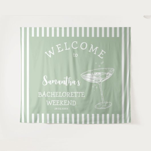 Tenture Fond de scène de fête de Bachelorette vert rétro m (Devant (Horizontal))