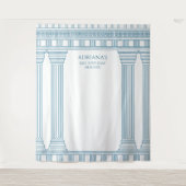 Tenture Fond de scène de fête grecque avec temple bleu (Devant)
