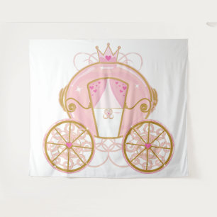 Tenture Fond de scène de fête rose et or Carrosse de la Pr