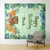 Tenture Fond de scène de forêt de verdure d'animaux sauvag (En situation (horizontale))