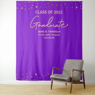Tenture Fond de scène de la promotion 2021 en or violet po