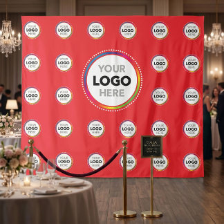 Tenture Fond de scène de logo d'entreprise rouge | Mur de