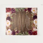 Tenture Fond de scène de mariage floral Bourgogne Marsala (Devant (Horizontal))