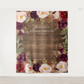 Tenture Fond de scène de mariage floral Bourgogne Marsala (Devant)