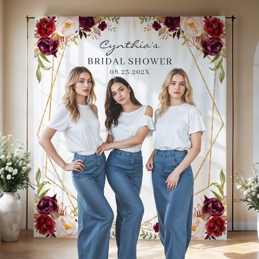 Tenture Fond de scène de mariage floral géométrique de Bou