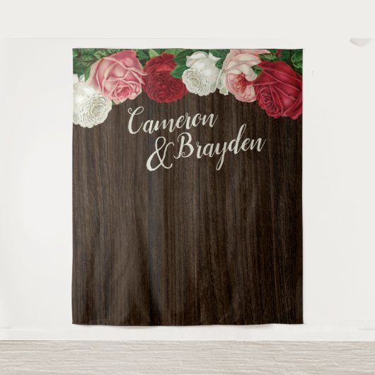 Tenture Fond de scène de mariage rustique floral boisé pou (Devant)