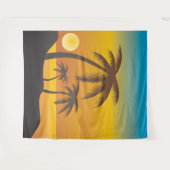 Tenture Fond de scène de plage tropicale avec palmiers (Devant (Horizontal))