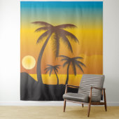 Tenture Fond de scène de plage tropicale avec palmiers (En situation)