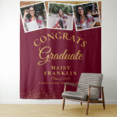 Tenture Fond de scène de remise de diplômes pailleté or et (En situation)