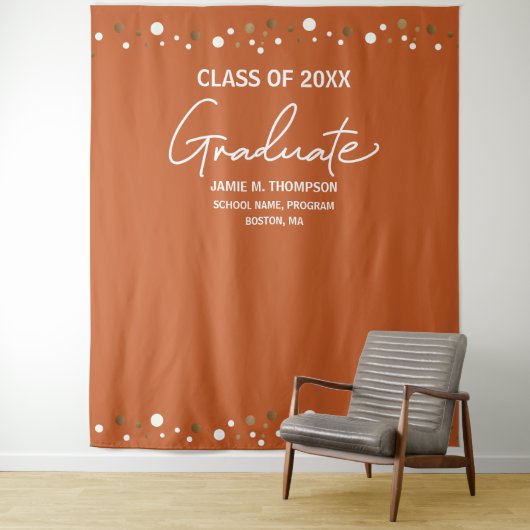 Tenture Fond de scène d'école Orange Or classe Confetti po (En situation)