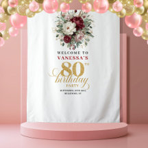 Fond de scène élégant rose bordeaux pour 80e anniv