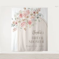 Fond de scène en arche florale rose et blanc