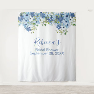 Tenture Fond de scène floral bleu pour la douche de la mar