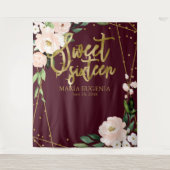 Tenture Fond de scène floral bordeaux blush pour 16 ans do (Devant)