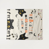 Tenture Fond de scène Halloween avec chat noir mignon (Devant (Horizontal))