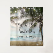 Tenture Fond de scène photo de plage tropicale palmier océ (Devant)