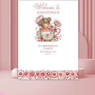 Tenture Fond de scène pour 1er anniversaire Fée mignonne a