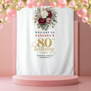 Tenture Fond de scène pour 80e anniversaire Blush Floral P