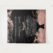 Tenture Fond de scène pour anniversaire Quinceañera noir e (Devant (Horizontal))