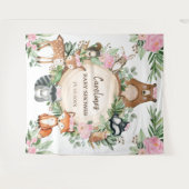 Tenture Fond de scène pour baby shower avec fleurs roses e (Devant (Horizontal))