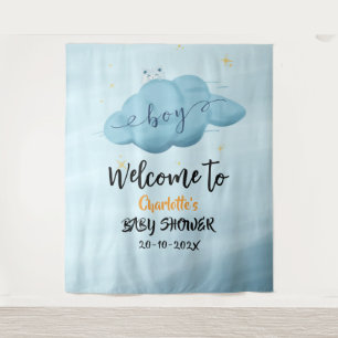 Tenture Fond de scène pour baby shower avec nuages aquarel