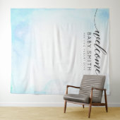 Tenture Fond de scène pour Baby Shower de bienvenue bleu (En situation (horizontale))