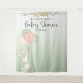 Tenture Fond de scène pour Baby Shower Fleurs Ballons Lapi (Devant)