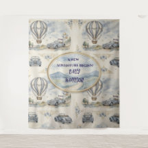 Fond de scène pour Baby Shower garçon avec montgol