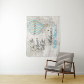 Tenture Fond de scène pour Baby Shower garçon avec montgol (En situation)