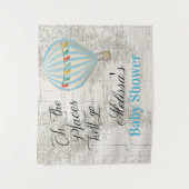 Tenture Fond de scène pour Baby Shower garçon avec montgol (Devant)