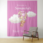 Tenture Fond de scène pour Baby Shower ours en peluche bal (En situation)