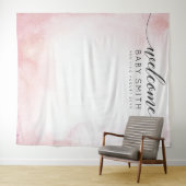 Tenture Fond de scène pour Baby Shower Rose Bienvenue (En situation (horizontale))