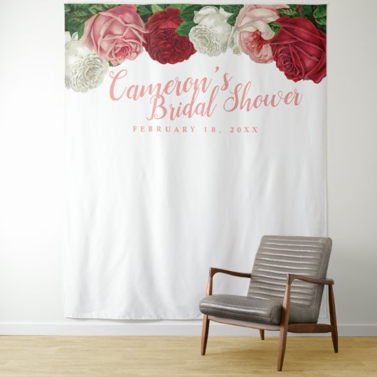 Tenture Fond de scène pour douche de mariage floral (En situation)