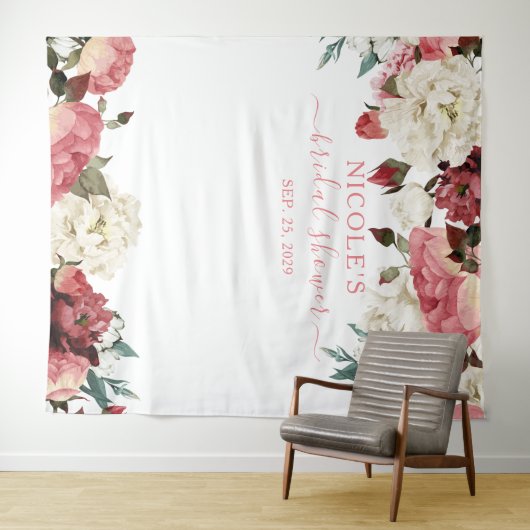 Tenture Fond de scène pour douche de mariée floral rose ca (En situation (horizontale))