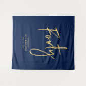 Tenture Fond de scène pour fête d'anniversaire 40 ans bleu (Devant (Horizontal))