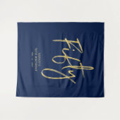 Tenture Fond de scène pour fête d'anniversaire 50 ans bleu (Devant (Horizontal))
