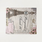 Tenture Fond de scène pour fête des 16 ans avec roses rose (Devant (Horizontal))