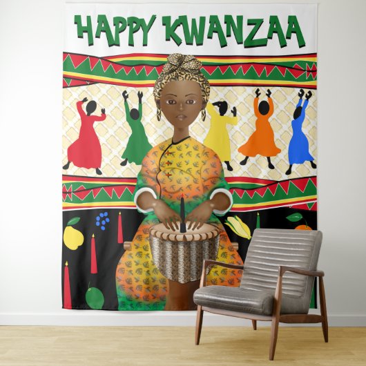Tenture Fond de scène pour la fête de Kwanzaa des Afro-Amé (En situation)