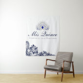 Tenture Fond de scène pour Quinceanera en dentelle bleue e (En situation)