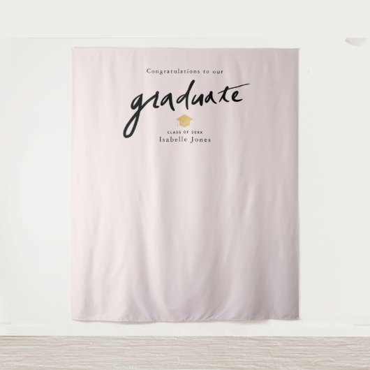 Tenture Fond de scène Prop Manuscrit Rose Diplômé (Devant)
