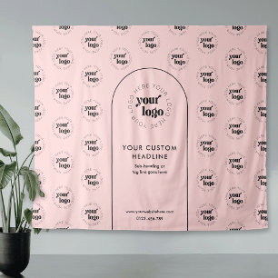Tenture Fond de scène répétitif rose et noir pour logo d'e