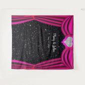 Tenture Fond de scène rideau rose cœur diamant paillettes  (Devant (Horizontal))