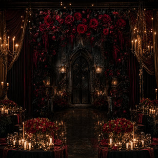 Tenture Fond de scène Rose Rouge Gothique | Luxe Romantiqu