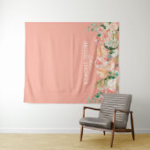 Tenture Fond de shower floral aquarelle pêche de printemps (En situation (horizontale))