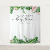 Tenture Fond de stand de Baby Shower Fleurs tropicales Pho (Devant)