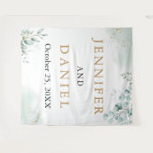 Tenture Fond de stand de mariage en feuillage d'eucalyptus (Devant (Horizontal))