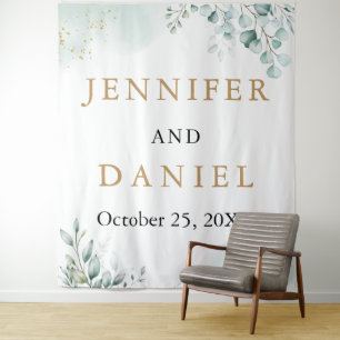 Tenture Fond de stand de mariage en feuillage d'eucalyptus